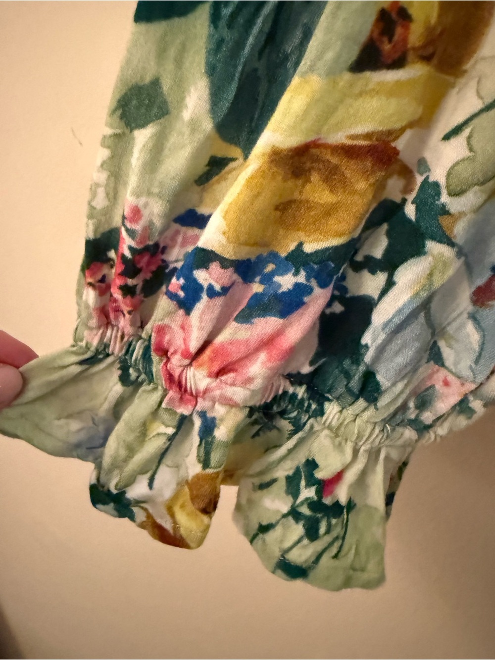 Anthropologie Floral Embroidered V-Neck Peasant Top - Green Multi. - Picture 6 of 10